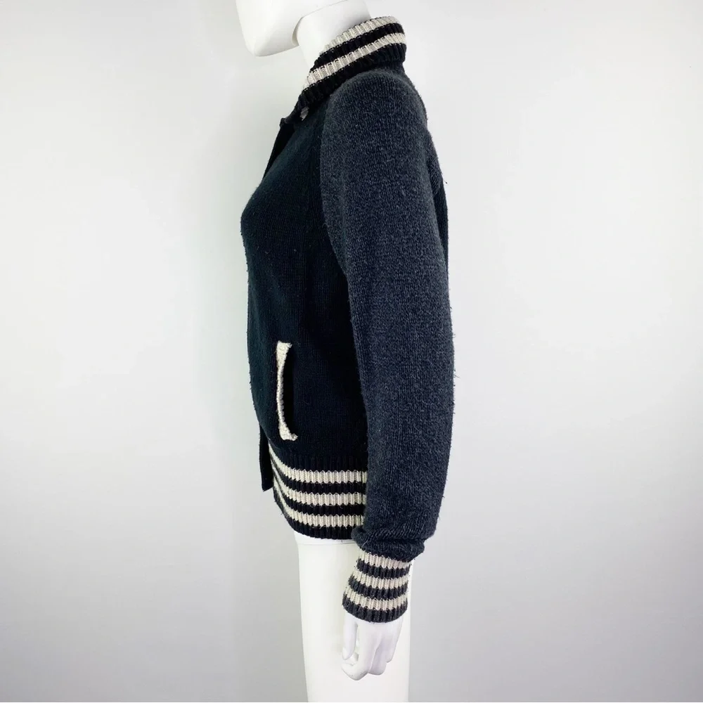 Madewell Size M Navy Blue Knit Button Down Sweater Varsity Jacket Cardigan - Picture 7 of 11